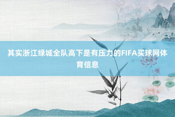 其实浙江绿城全队高下是有压力的FIFA买球网体育信息