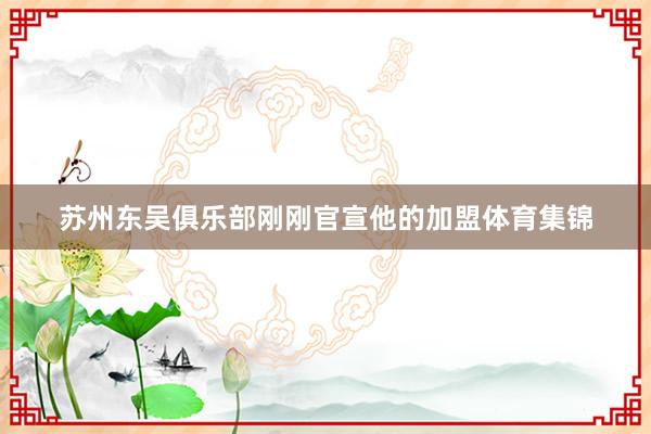 苏州东吴俱乐部刚刚官宣他的加盟体育集锦