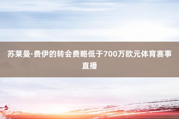 苏莱曼·费伊的转会费略低于700万欧元体育赛事直播